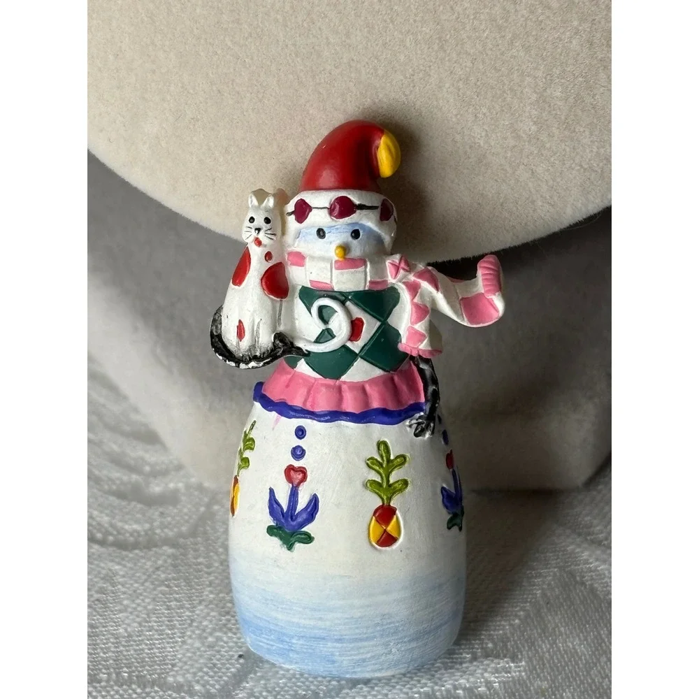Jim Shore Heartwood Creek Winter's Friend Snowman Cat Pin Brooch 2003 112244 VTg